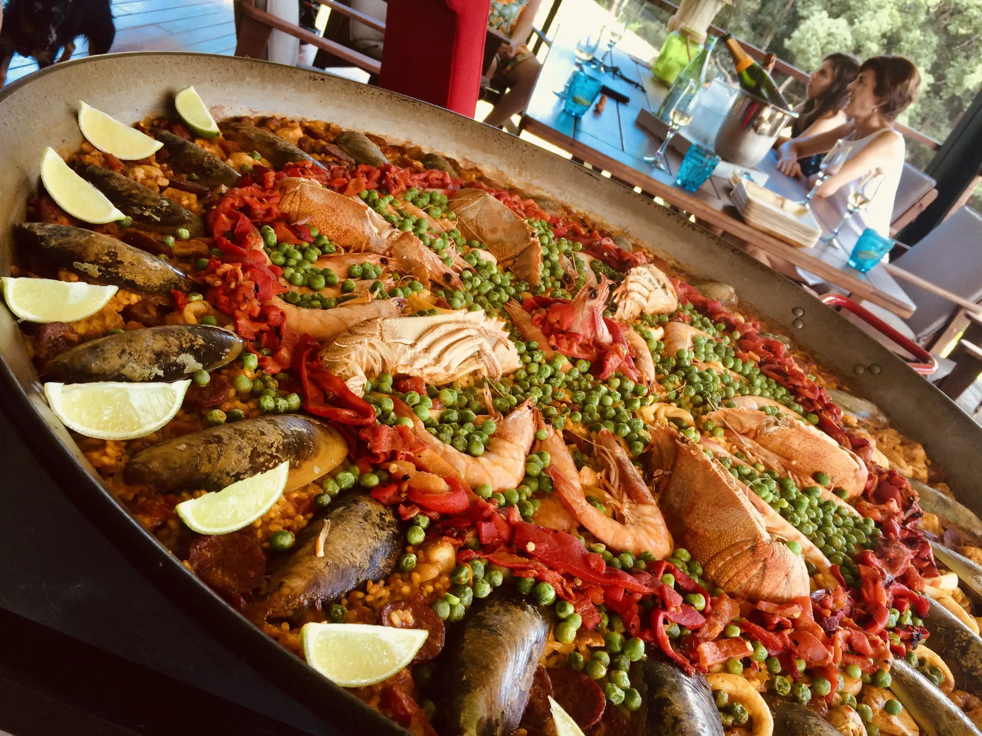 Paella served by caterers at an event